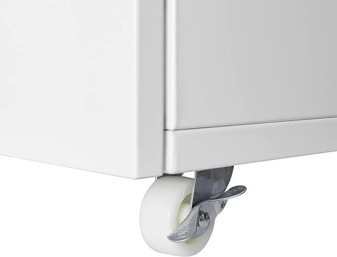 17.70" Metal Office Copier 2 Door and 360 ° Universal Wheel,Mobile Lateral Filing Cabinets w/Aluminum Alloy Handle,Rolling Printer Stand for Legal/Letter/A4,White - LeafyLoom