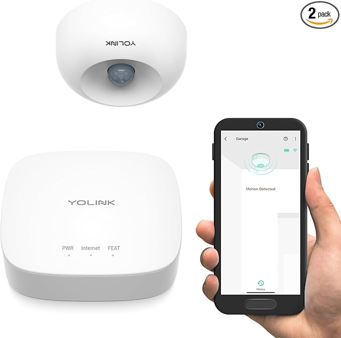Smart Motion Sensor, YoLink 1/4 Mile World's Longest Range Wireless Motion Detector Compatible with Alexa IFTTT, Movement Detector App Alerts Remote Monitor for Indoor Use, YoLink Hub Included YoLink