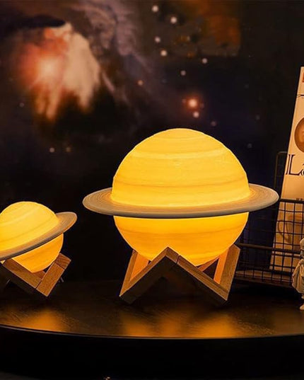 Saturn Lamp LED 3D PrintDecor Lamp Galaxy Planet Lampwith Stand/Remote Control/Touch/USB Rechargeable (6.3inch 3 Colors),Valentines Day Gifts,Birthday Gifts - LeafyLoom