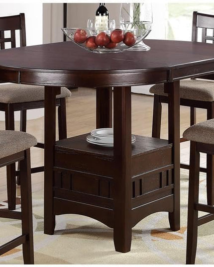 NicBex 42Inch Round Dining Table,Counter Height Kitchen Table with Solid Wood Tabletop and Storage Shelve for 4 to 6,Dining Room Table for Kitchen,Small Space,Dining Room and Living Room,Walnut - LeafyLoom