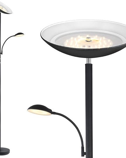 BoostArea Floor Lamp, LED 20W/2000LM Bright Torchiere Floor Lamp with 5W Adjustable Reading Lamp, Stepless Dimmable Standing Lamp, 2 Rotary Switch, Modern Floor Lamps for Living Room, Bedroom, Office - LeafyLoom
