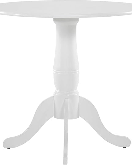 Lexicon Round Pedestal Dining Table, Kitchen Table Small Table Modern Wood Kitchen Dining Table for Dining Room and Kitchen, 32 Inch Small Dining Table for 4, White - LeafyLoom