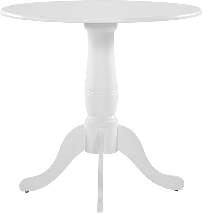 Lexicon Round Pedestal Dining Table, Kitchen Table Small Table Modern Wood Kitchen Dining Table for Dining Room and Kitchen, 32 Inch Small Dining Table for 4, White - LeafyLoom
