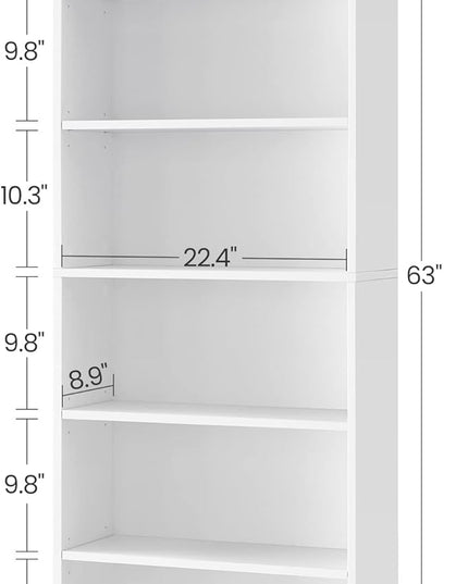 VASAGLE Bookshelf, 23.6 Inches Wide, 6-Tier Open Bookcase with Adjustable Storage Shelves, Floor Standing Unit, Cloud White ULBC166T14 - LeafyLoom