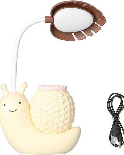 LED Desk Lamp with Pen Holder Cartoon Holder Multiple Function USB Charging Cute Desk Light for Students Kids(Yellow) - LeafyLoom