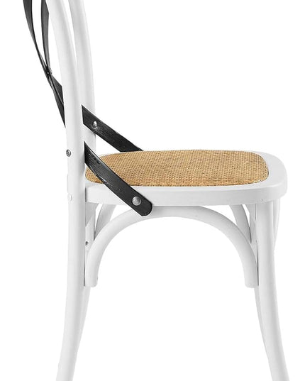 Modway Gear Side Set of 2, Two Dining Chairs, White Black - LeafyLoom
