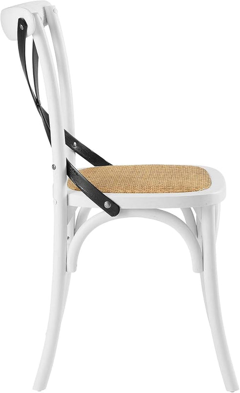 Modway Gear Side Set of 2, Two Dining Chairs, White Black - LeafyLoom