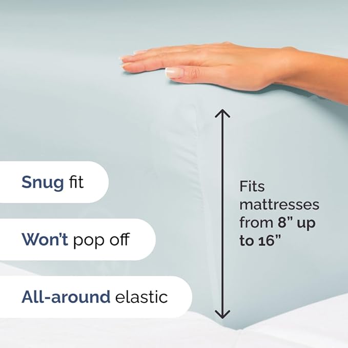 Full Size 4 Piece Sheet Set - Comfy Breathable & Cooling Sheets - Hotel Luxury Bed Sheets for Women & Men - Deep Pockets, Easy-Fit, Extra Soft & Wrinkle Free Sheets - Ice Blue Oeko-Tex Bed Sheet Set - LeafyLoom