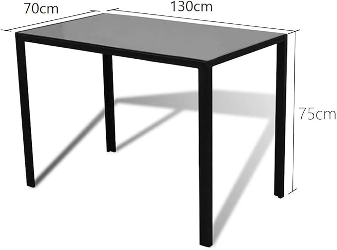 IDS Home Rectangular with Metal Legs for 4/6 Persons Transparent Glass Top Kitchen Dining Table, 51.2", Black - LeafyLoom