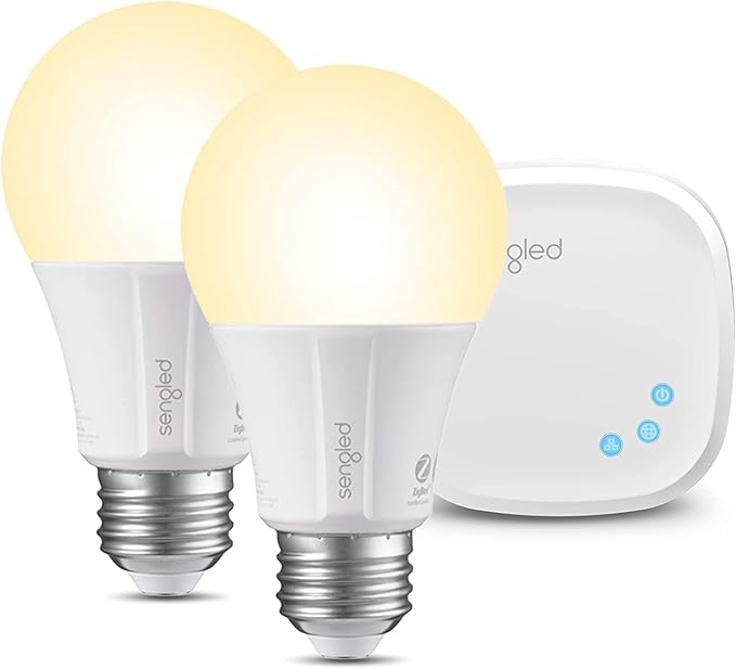 Sengled Smart Light Bulb Starter Kit, Smart Bulbs that Compatible with Alexa, Google Home, 2700K Soft White Alexa Light Bulbs, A19 E26 Dimmable Bulbs 800LM, 9 (60W Equivalent), 2 Bulbs with Hub, New Sengled