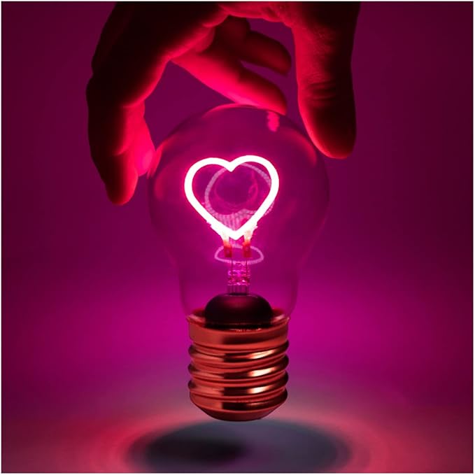 Suck UK Heart Shaped LED Light Bulb, Pink, 1 Count - LeafyLoom