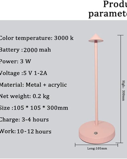 Cordless Table Lamps,Rechargeable Led Touch Bar Lamp,Portable Battery Desk Lamp,Brightness Dimmable Small Table Lamps,Minimalist Design,for Living Room/Restaurant/Couple Dinner/(Pink) - LeafyLoom