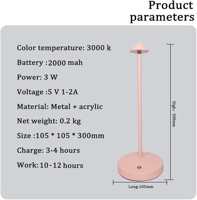 Cordless Table Lamps,Rechargeable Led Touch Bar Lamp,Portable Battery Desk Lamp,Brightness Dimmable Small Table Lamps,Minimalist Design,for Living Room/Restaurant/Couple Dinner/(Pink) - LeafyLoom