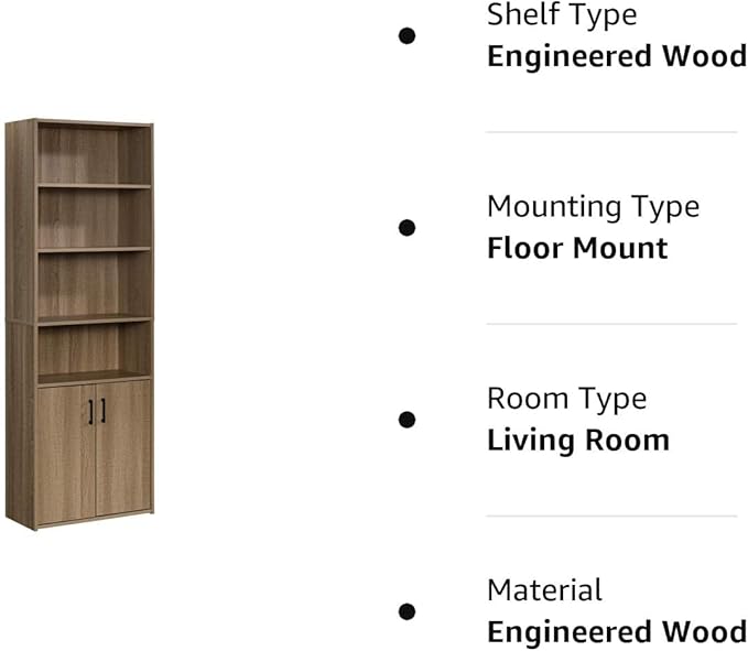 Sauder Beginnings Bookcase With Doors/ Book shelf, Summer Oak finish - LeafyLoom