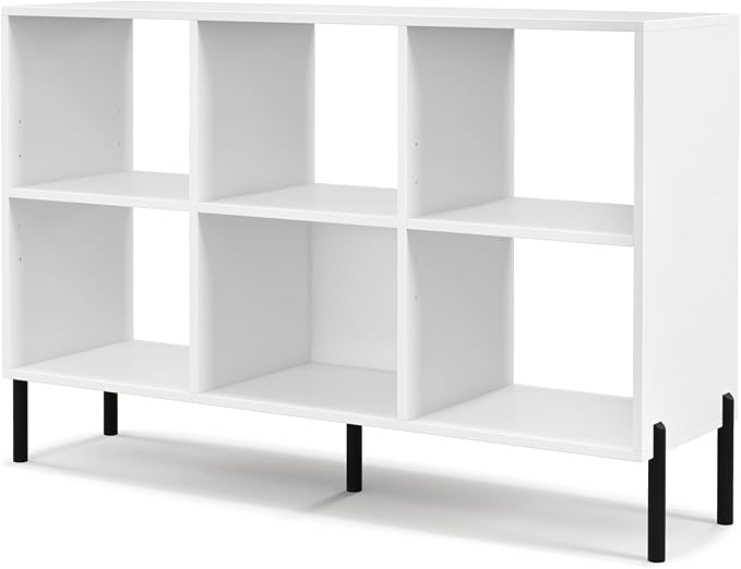 LOKO 6 Cube Bookcase, 3-Tier Floor Open Bookshelf with 5 Metal Legs, Cube Storage Organizer with Adjustable Shelves, Modern Display Shelving for Living Room, Study, Bedroom, Office (white) - LeafyLoom