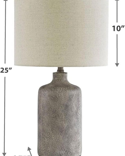 Signature Design by Ashley Linus Modern 25" Ceramic Table Lamp, Natural Stone Finish - LeafyLoom