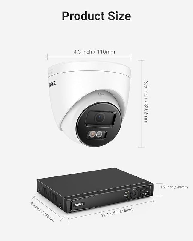 ANNKE 16CH 4K PoE Security Camera System, 12MP H.265+ NVR with 4TB HDD and 8X 4K/8MP IP Wired Cams, AI Human Vehicle Detection, Spotlight Color Night Vision, Built-in Mic, Compatible with Alexa ANNKE