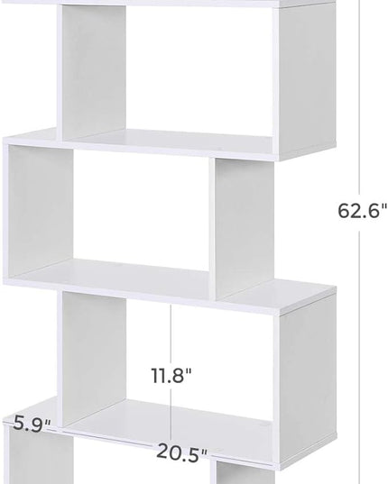 VASAGLE Wooden Bookcase, Display Shelf and Room Divider, Freestanding Decorative Storage Shelving, 5-Tier Bookshelf, White - LeafyLoom