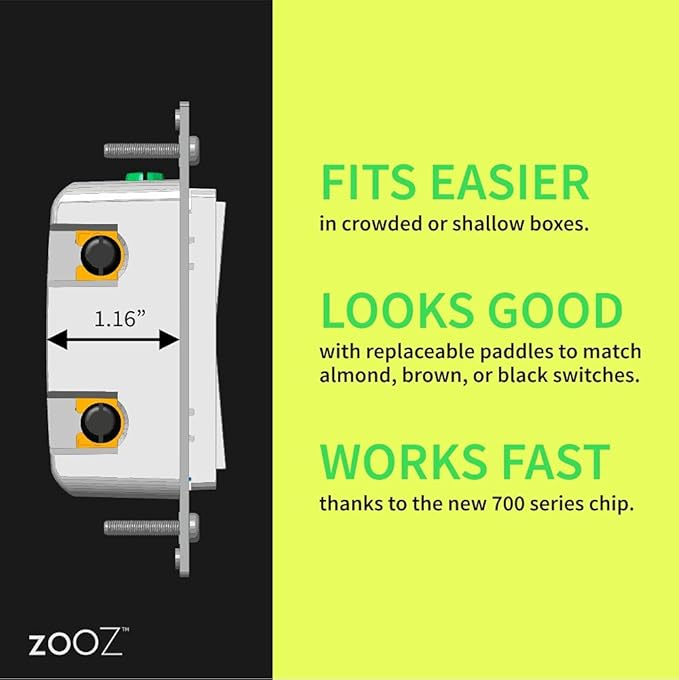 Zooz 800 Series Z-Wave Long Range On/Off Switch ZEN71 800LR, White | Direct 3-Way (No Add-On Switch Needed) | Z-Wave Hub Required ZOOZ