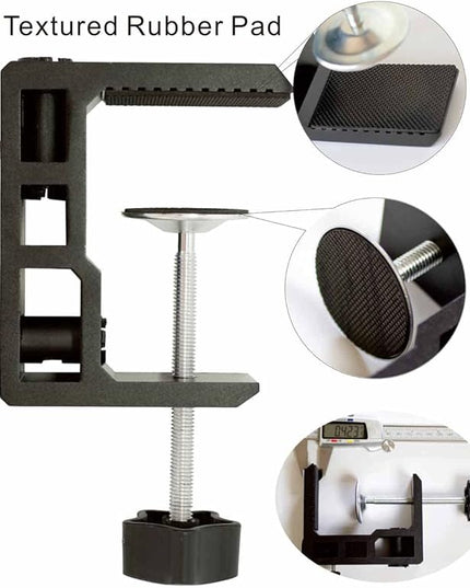 Replacement Heavy Duty C Clamp for 1/2” Base Magnifying Lamp,Desk Lamp,Swing Arm Lamp,Phone I pad Mount,Tablet Mic Holder,Table Mount Clamp for Microphone Stand Mic Boom Arm (G2 BLACK) - LeafyLoom