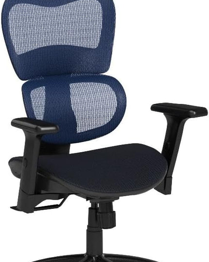 Nouhaus Ergo3D Ergonomic Office Chair Lumbar Support Mesh Office Chair with 4D Adjustable Armrest, Adjustable Headrest and Wheels, Mesh High Back Home Office Desk Chairs(Blue) - LeafyLoom