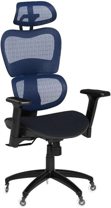 Nouhaus Ergo3D Ergonomic Office Chair Lumbar Support Mesh Office Chair with 4D Adjustable Armrest, Adjustable Headrest and Wheels, Mesh High Back Home Office Desk Chairs(Blue) - LeafyLoom