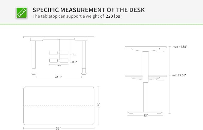 FAMISKY 55 Inch Height Adjustable Standing Desk with Foot Rest, Sit Stand Home Office Desk with Hooks, Ergonomic Workstation Black Steel Frame/Black Wood Top - LeafyLoom