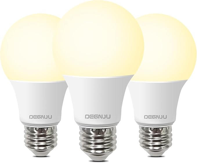 Simple Designs Floor Lamp with Reading Light & DEGNJU LED Light Bulbs, 60W Equivalent, Soft White 2700K, 3 Pack - LeafyLoom