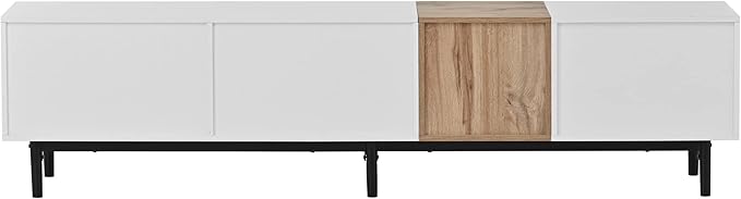 Modern Inch Stand with 3 Doors-Versatile Media Console Table, Large Storage Entertainment Center for Living Room, Bedroom Decor, Support 80" TV, White - LeafyLoom