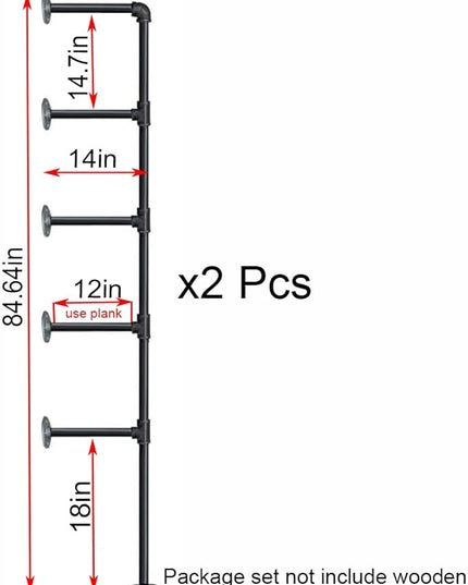 (14"Deep, 2Pcs)Industrial Retro Wall Mount Iron Pipe Shelf,DIY Open Bookshelf,Hung Bracket,Home Improvement Kitchen Shelves,Tool Utility Shelves, Office Shelves, Bookshelves and bookcases - LeafyLoom