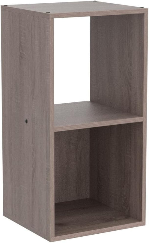 PACHIRA US 2 Cube Storage Organizer, Open and Enclosed MDF Cubical, Wooden Stackable Bookshelf, Modern Bookcase, Rustic Brown Oak - LeafyLoom