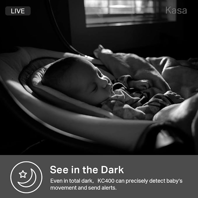 Kasa Smart 2K QHD Indoor Security Camera, Person/Baby Crying/Motion Detection, 2-Way Audio, 30Ft. Night Vision, Cloud/SD Card Storage(Up to 256 GB), Works with Alexa & Google Home (KC400) KasaSmartbyTP-Link