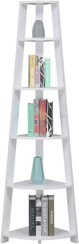 Convenience Concepts Newport 5 Tier Corner Bookcase, White - LeafyLoom