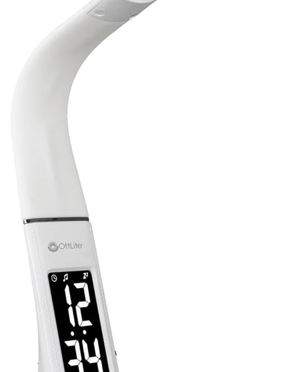 OttLite Thrive LED Sanitizing Desk Lamp with Clock and USB Charging - Eliminates up to 99.9% of Bacteria, Touch Activated, Flexible Neck, Modern Light for Reading, Crafting & Office Desktop - LeafyLoom