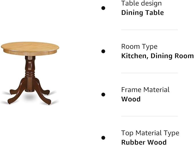 East West Furniture EMT-OMA-TP Eden Dining Room Table - a Round kitchen Table Top with Pedestal Base, 30x30 Inch, Oak & Mahogany - LeafyLoom