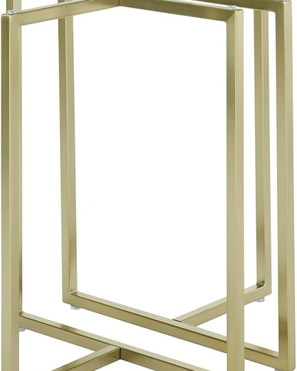 Glass Top Dining Table, Round, Clear/Gold - LeafyLoom