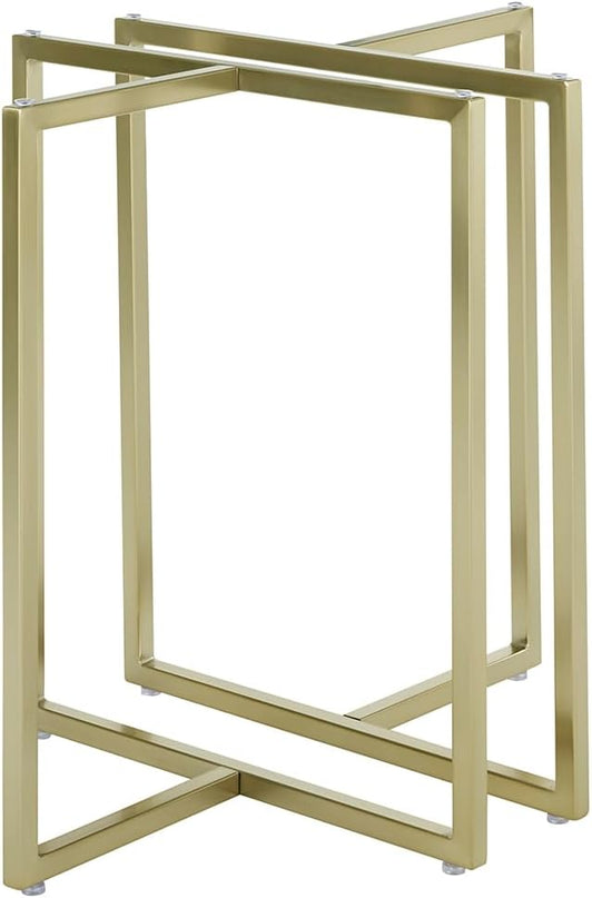 Glass Top Dining Table, Round, Clear/Gold - LeafyLoom