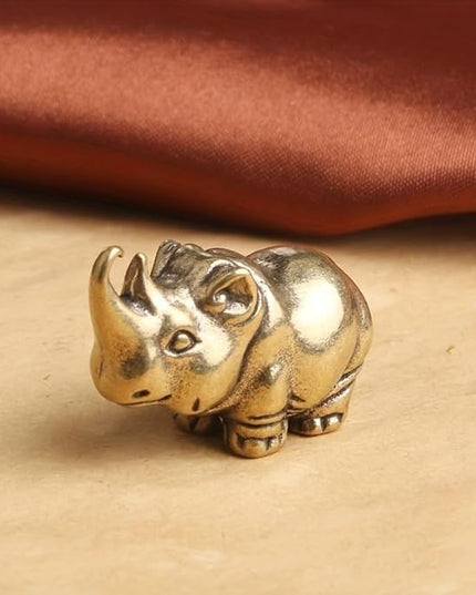Vintage Solid Brass Rhino Figurine - Exquisite Desk Decor for Collectors - Perfect Home or Office Accent(Rhino) - LeafyLoom