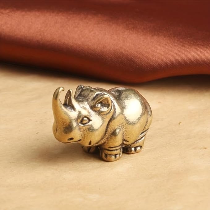 Vintage Solid Brass Rhino Figurine - Exquisite Desk Decor for Collectors - Perfect Home or Office Accent(Rhino) - LeafyLoom