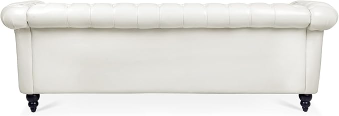 3-Seaters Living Room Clasic Chesterfield Sofa Couch Button Tufted PU Leather Upholstered Sofa&Couch with Luxury Roller Armrest Soild Wood Legs Movable Cushions & Nailhead Decor - LeafyLoom