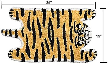 Cute Soft Tiger Shaped Animals Bath Mat Area Rug for Bedroom Bathroom Kitchen Floor Water Absorption Non-Slip Small Carpet Door Mat Kid's Room Playmat (50 * 90CM) - LeafyLoom