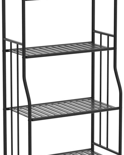 Shelving Unit Bakers Rack Metal Storage Shelves Laundry Shelf Organizer Standing Shelf Units for Laundry Kitchen Bathroom Pantry Closet Indoor and Outdoor (4 Tier, Black) - LeafyLoom