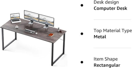 Coleshome 63 Inch Computer Desk, Modern Simple Style Desk for Home Office, Study Student Writing Desk,Grey Oak - LeafyLoom