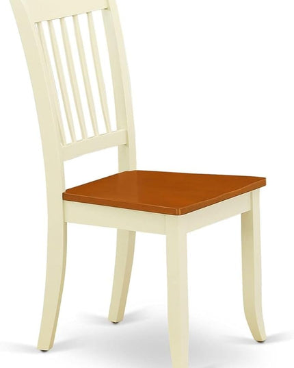 East West Furniture DAC-BMK-W Danbury Dining Chairs - Slat Back Wooden Seat Chairs, Set of 2, Buttermilk & Cherry - LeafyLoom