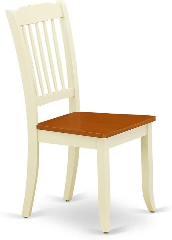 East West Furniture DAC-BMK-W Danbury Dining Chairs - Slat Back Wooden Seat Chairs, Set of 2, Buttermilk & Cherry - LeafyLoom