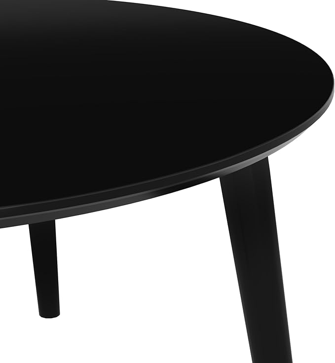 Plank+Beam Mid Century Modern Coffee Table, 36 Inch Wood Coffee Tables for Living Room, Round Center Table, Cocktail Table for Small Spaces, Black - LeafyLoom