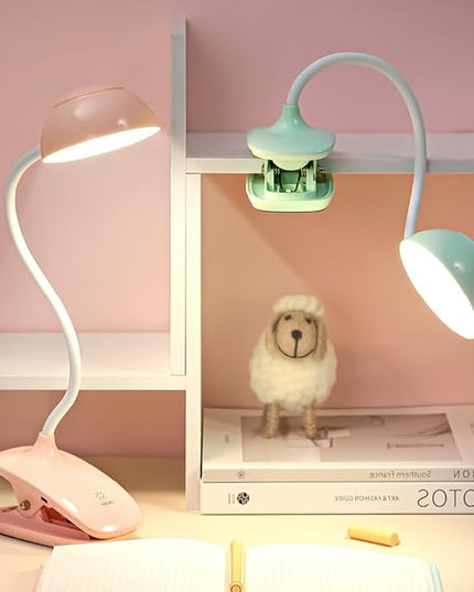 Clip Book Lamp, Foldable Eye Caring Rechargeable Reading Light, Suitable for Reading, Working & Studying (Beige) - LeafyLoom
