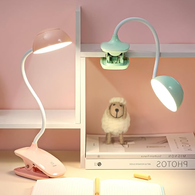 Clip Book Lamp, Foldable Eye Caring Rechargeable Reading Light, Suitable for Reading, Working & Studying (Beige) - LeafyLoom