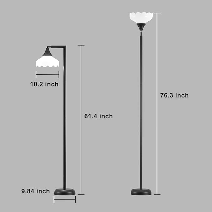 Floor Lamps for Living Room, Flower Standing Lamp with Foot Switch, 76inch Tall Pole floor lamp 3 Color Temperature Bulb, Rotatable Corner Lamp, Reading lamp for Bedroom Farmhouse Office Decor - LeafyLoom