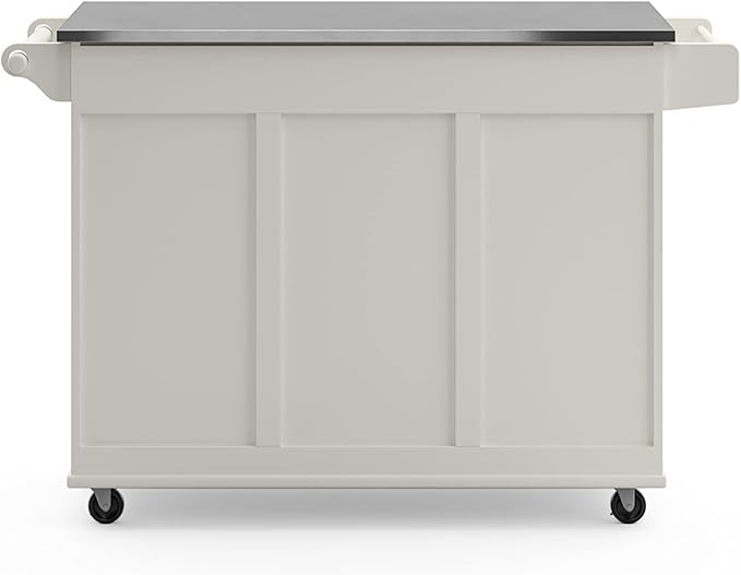 Homestyles Kitchen Cart with Stainless Steel Metal Top Rolling Mobile Kitchen Island with Storage and Towel Rack 54 Inch Width Off White - LeafyLoom